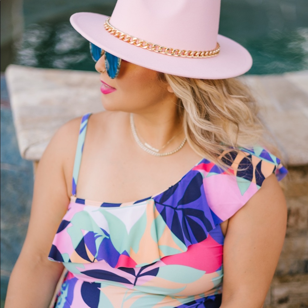 Blush pink fedora hat